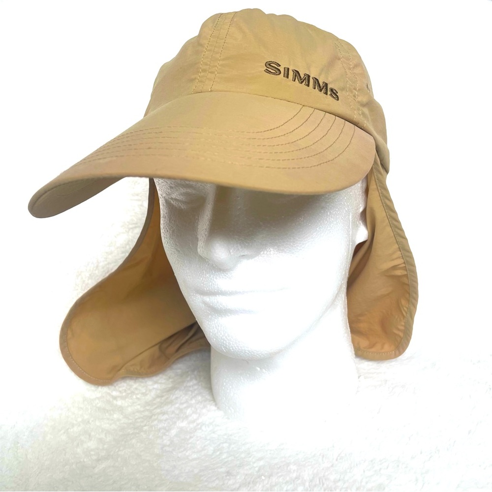 SOLD Simms BugStopper Wide Bill Sun Hat, Fishing Hunting Full Neck Coverage, Tan